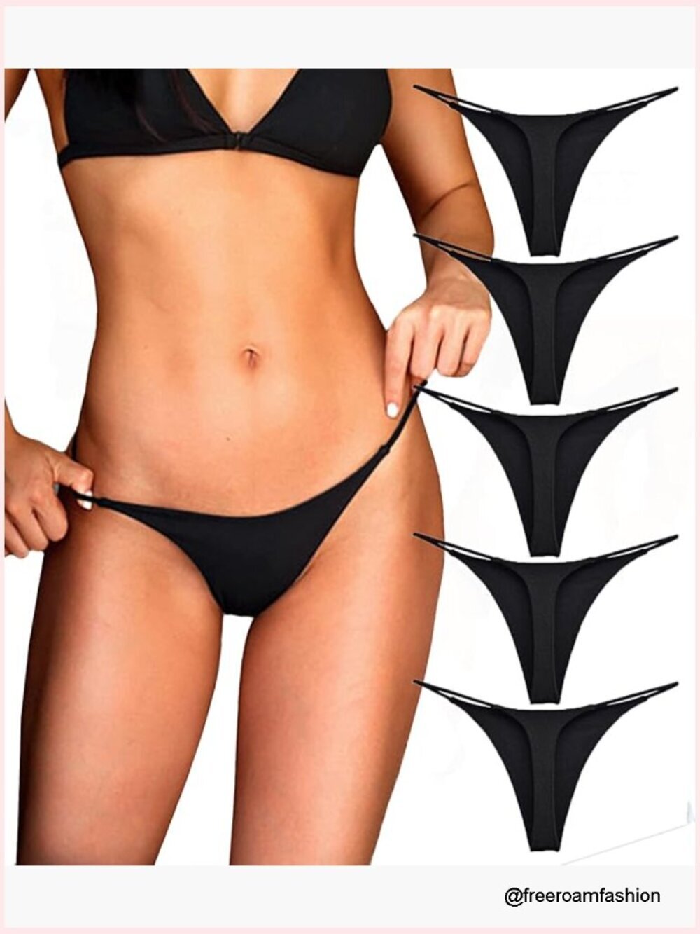 Cotton Thong Underwear Low Rise Seamless Panties for Yoga Gym